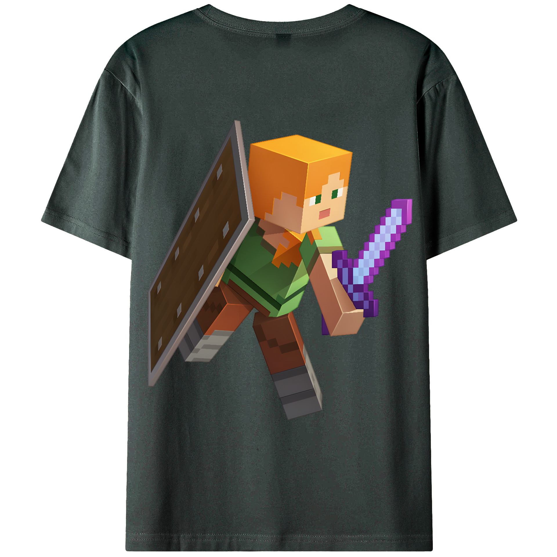 （画像用） マインクラフト ブロックの世界 Minecraft MC Block world 綿100％ メンズ半袖Tシャツ（バックプリント） 通気性